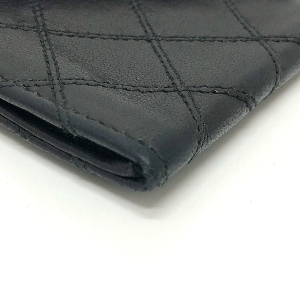 Chanel Black Leather Long Wallet (Bi-Fold) (Pre-Owned)