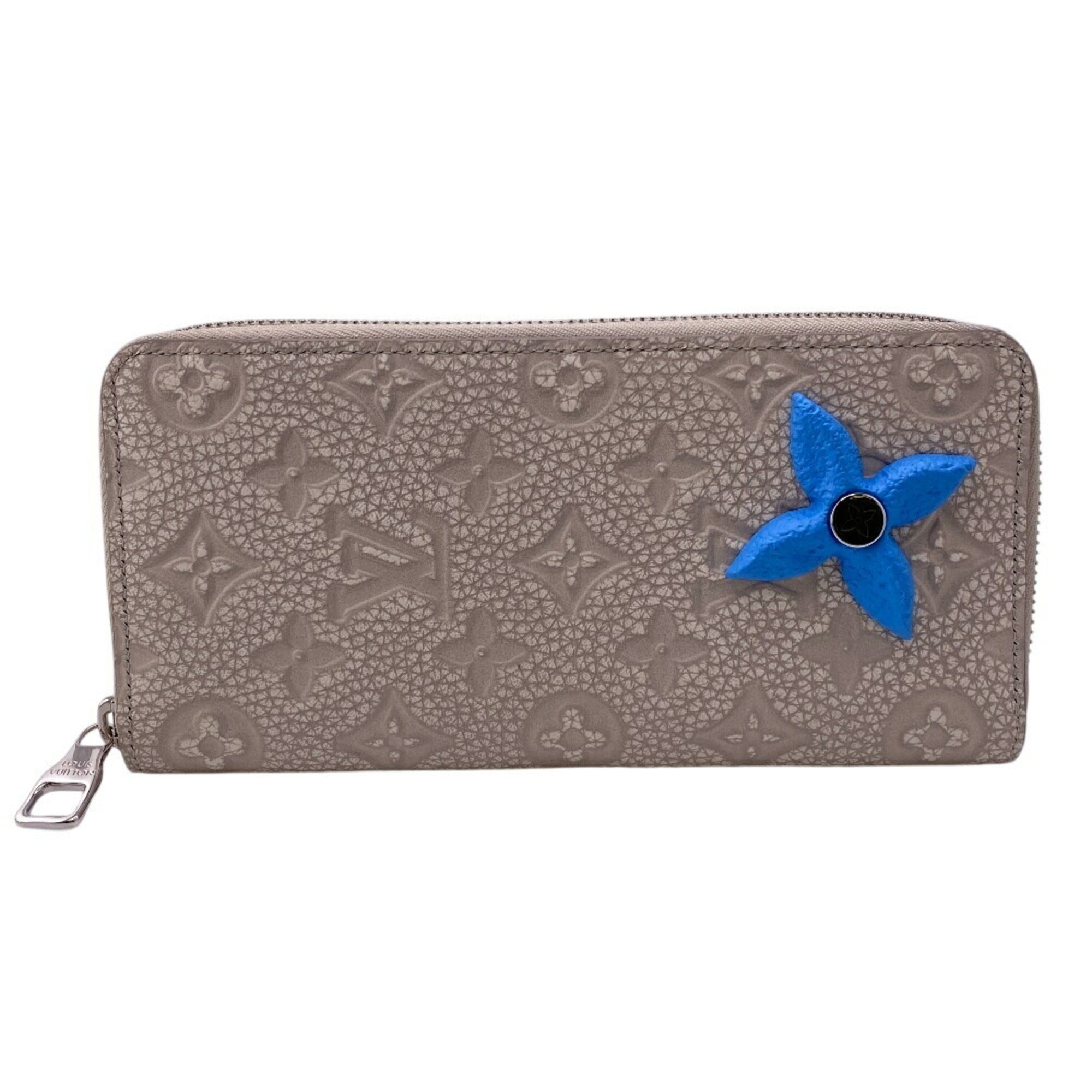 Louis Vuitton Taurillon Blue Gray Leather Wallet (Bi-Fold) (Pre-Owned)