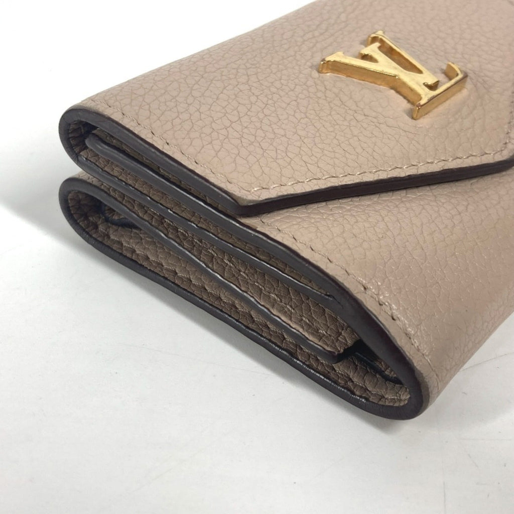 Louis Vuitton Beige Grayish Leather Wallet (Tri-Fold) (Pre-Owned)