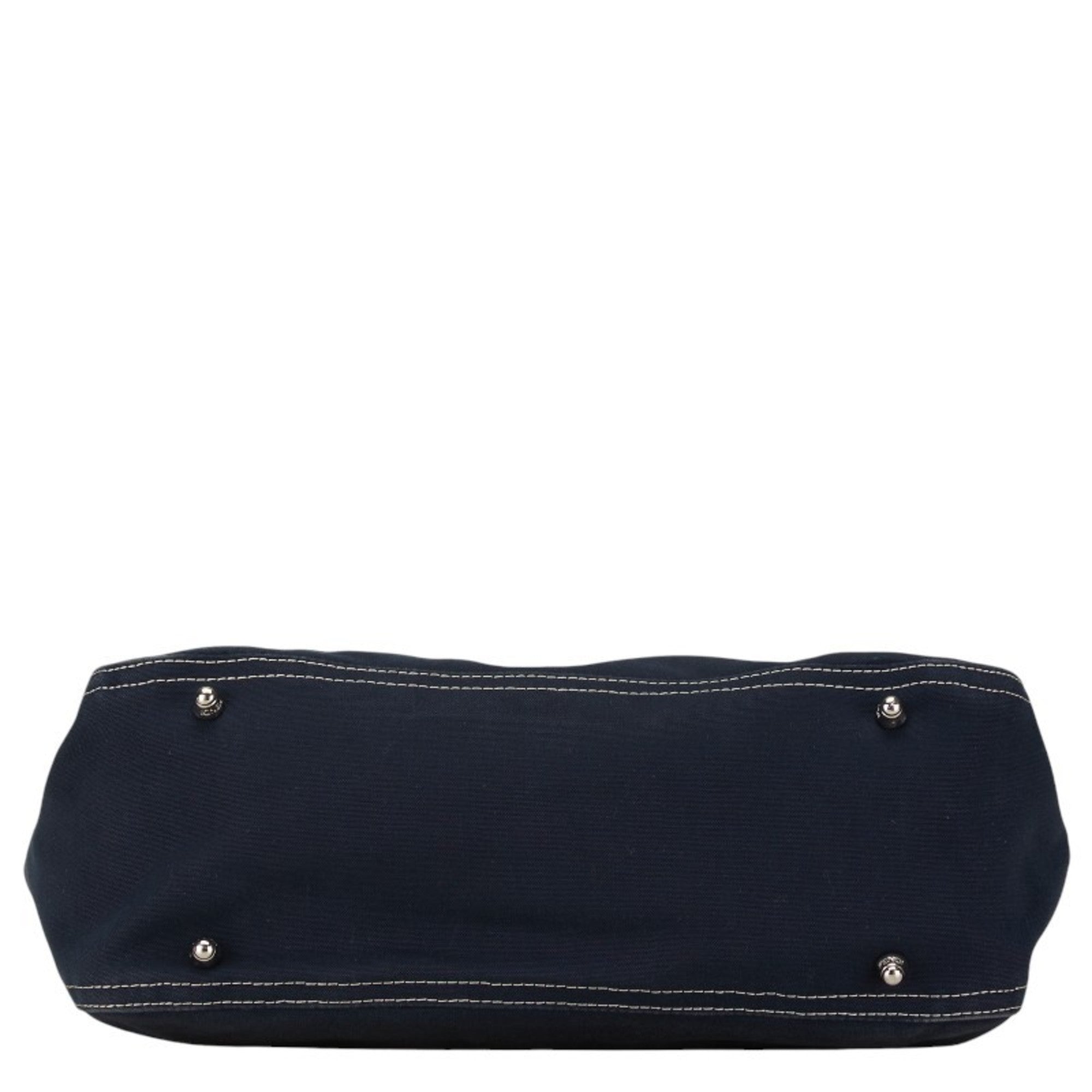Fendi Navy Canvas Leather Handbag (Pre-Owned)