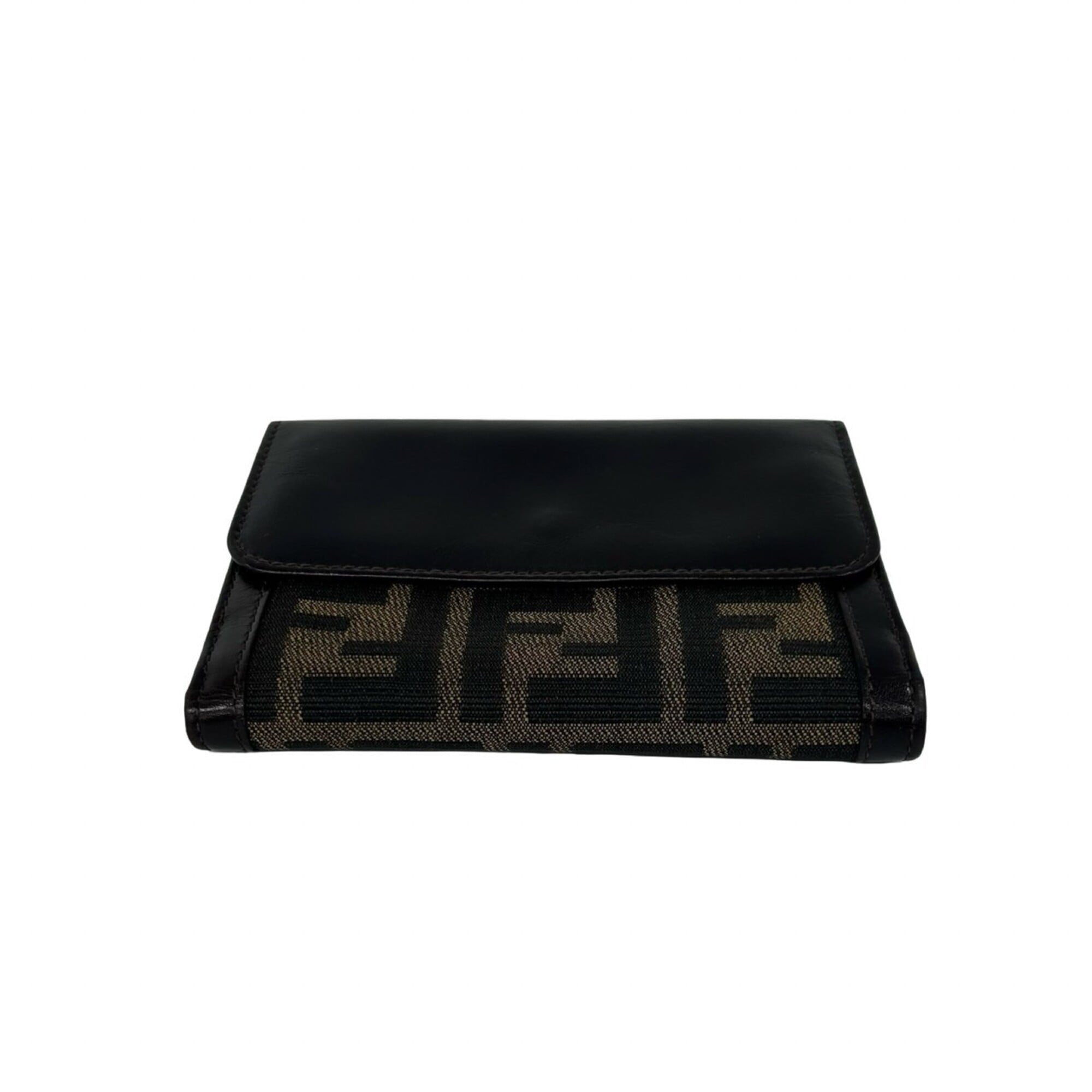 Fendi Black Brown Canvas Leather Wallet (Bi-Fold) (Pre-Owned)