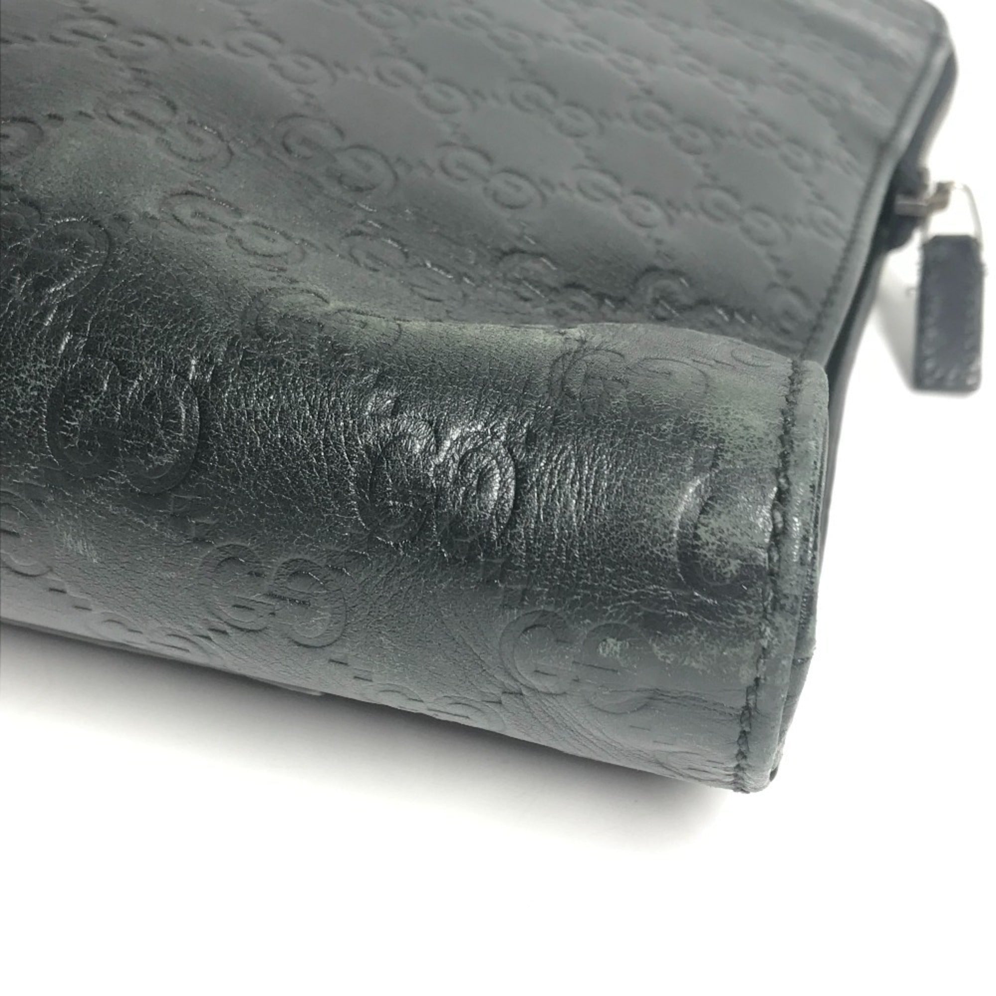 Gucci Black Gg Leather Briefcase Handbag Tote Bag (Pre-Owned)