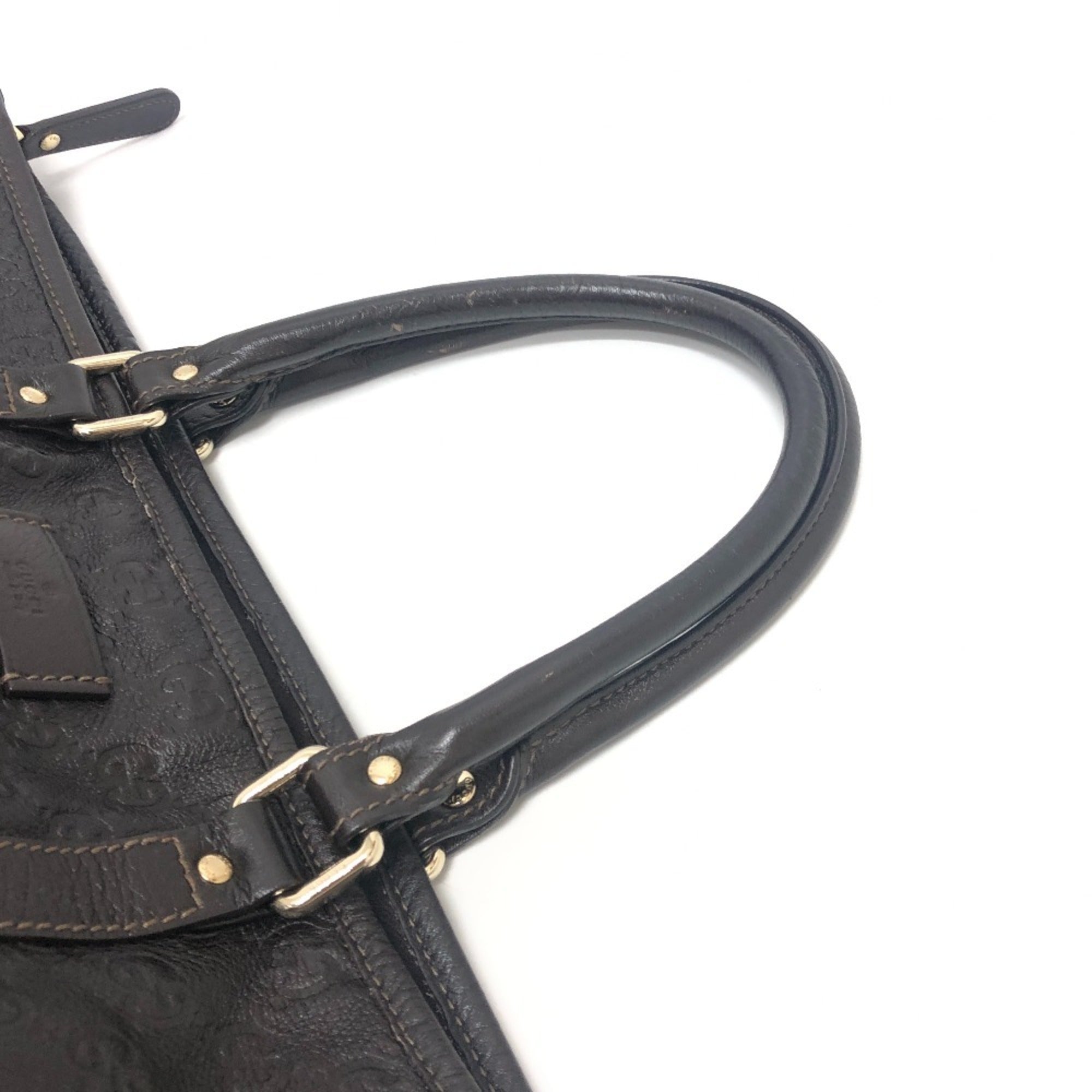 Gucci Brown Leather Handbag Tote Bag (Pre-Owned)