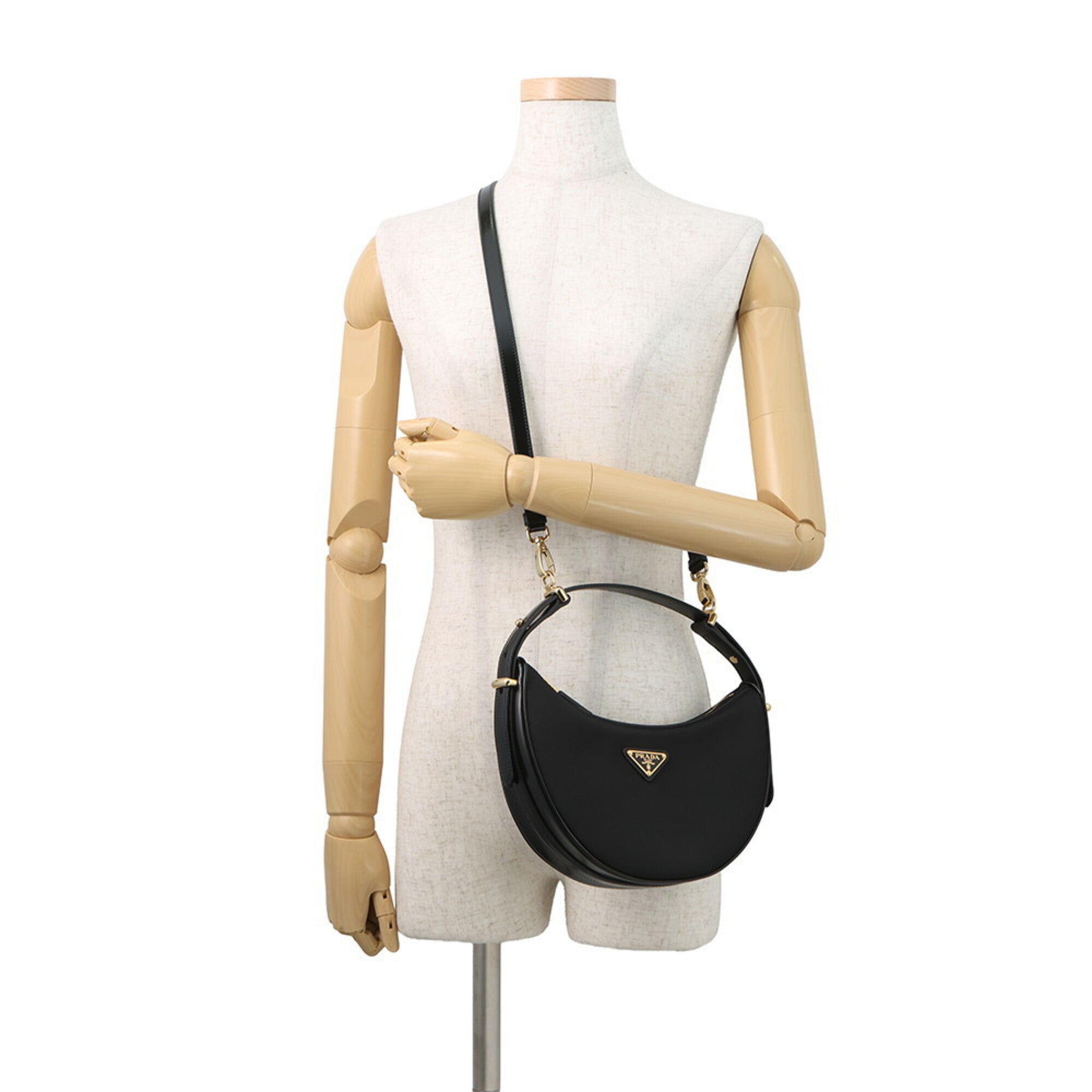 Prada Black Nylon Leather Handbag Shoulder Bag (Pre-Owned)
