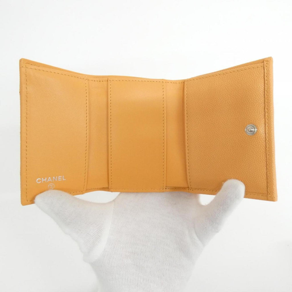 Chanel Orange Grained Calfskin Wallet (Bi-Fold) (Pre-Owned)