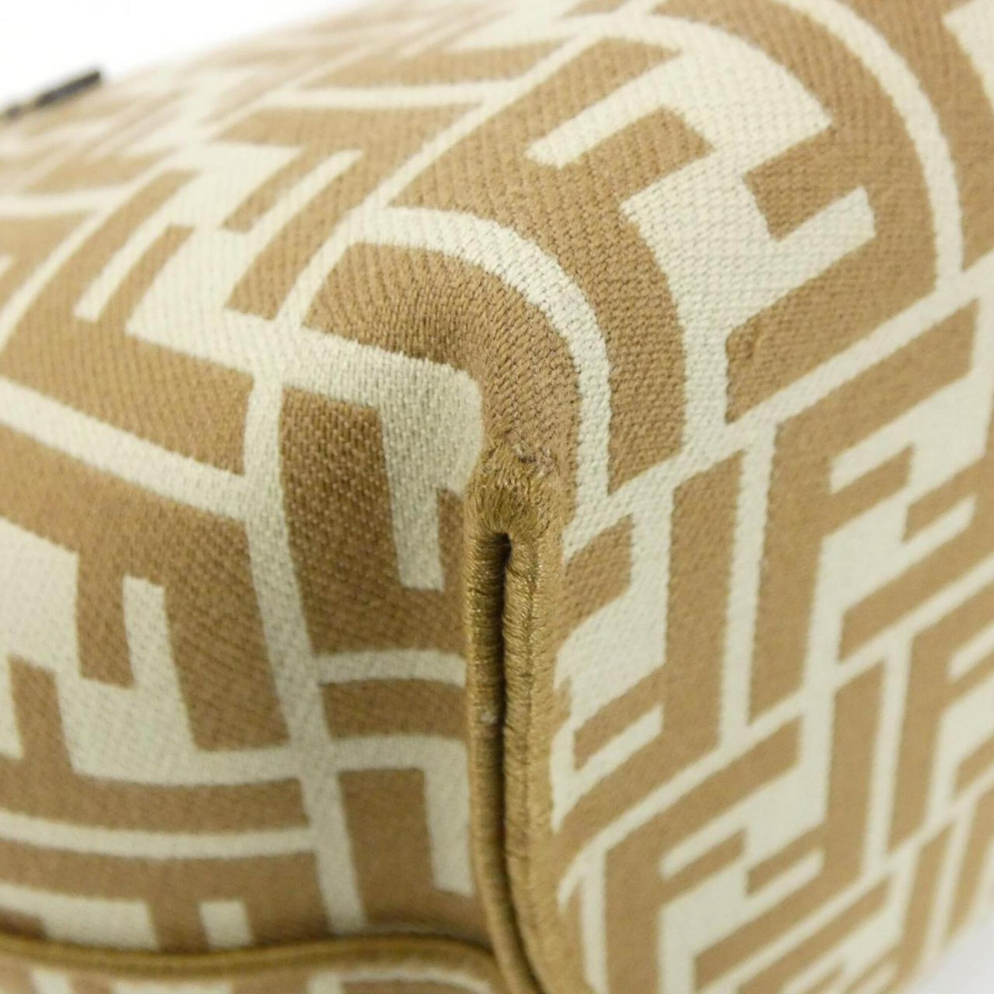 Fendi Beige Sand Canvas Leather Handbag Pouch (Pre-Owned)