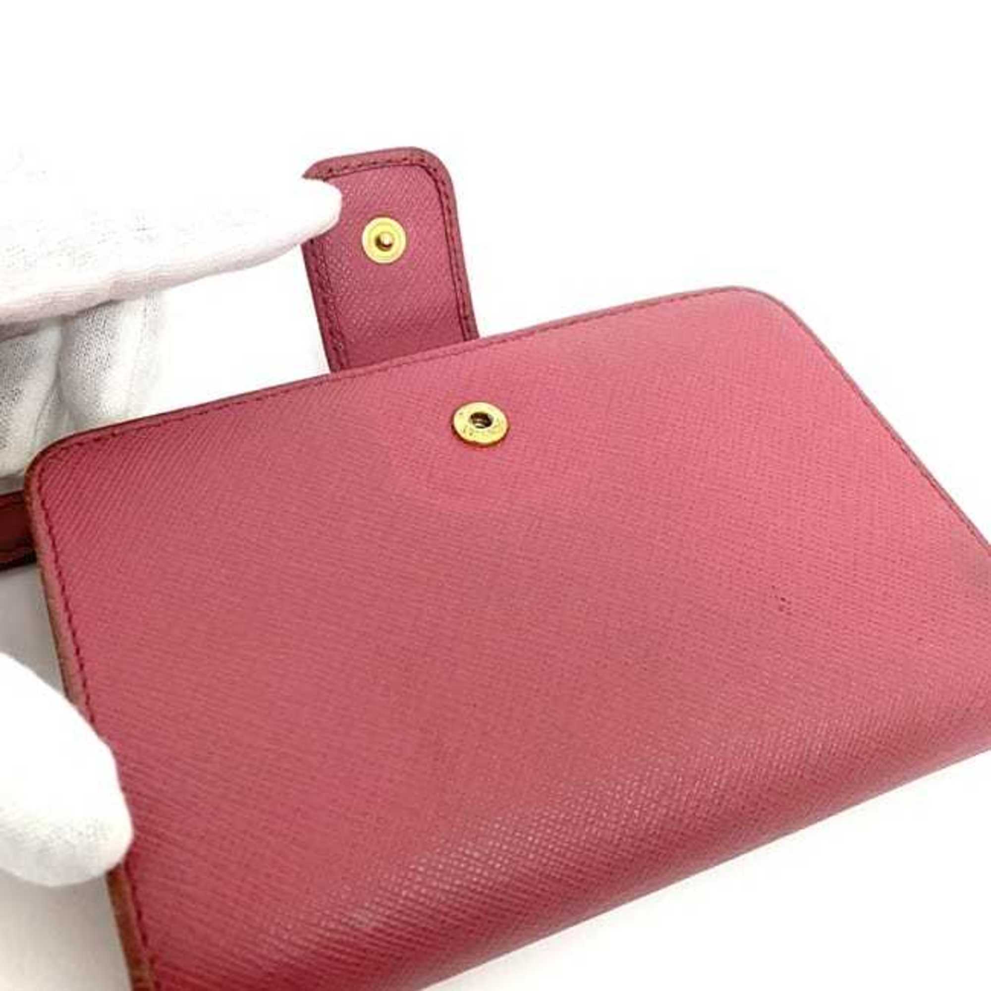 Prada Pink Saffiano Metal Wallet (Bi-Fold) (Pre-Owned)