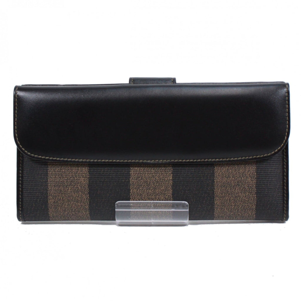 Fendi Black Khaki Pvc Leather Long Wallet (Bi-Fold) (Pre-Owned)