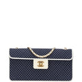 Chanel Navy White Canvas Patent Leather Shoulder Bag (Pre-Owned)