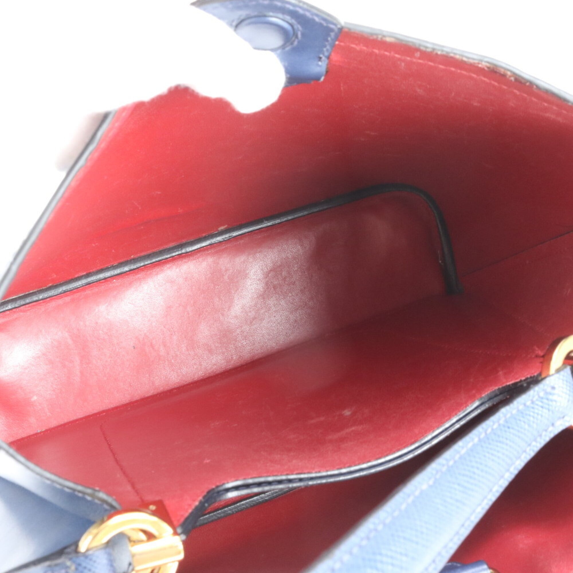 Prada Blue Leather Handbag Tote Bag (Pre-Owned)