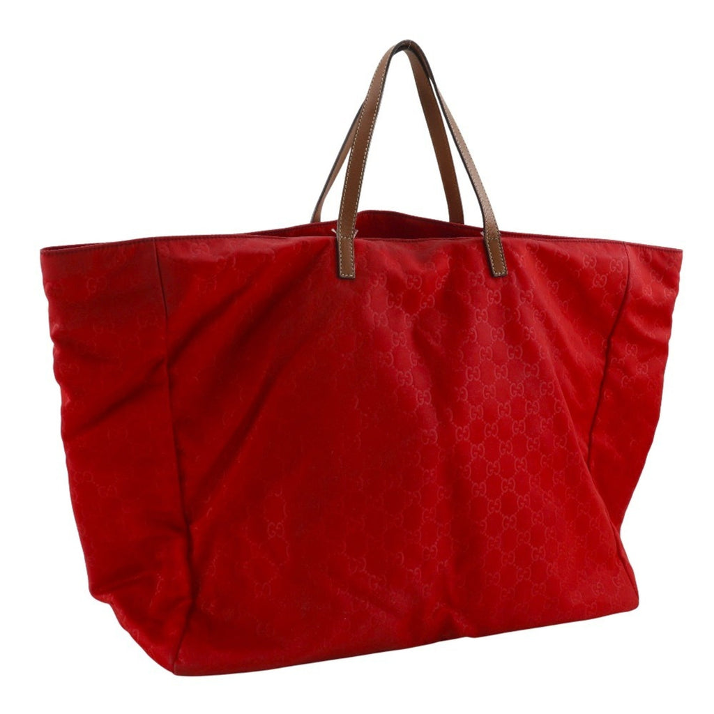 Gucci Red Color Nylon Boston Bag Handbag (Pre-Owned)