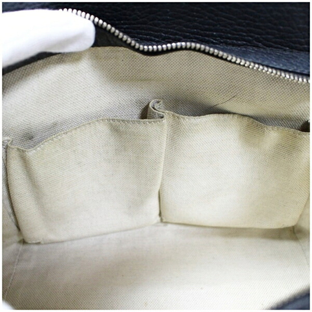 Gucci Dark Navy Leather Handbag Shoulder Bag (Pre-Owned)