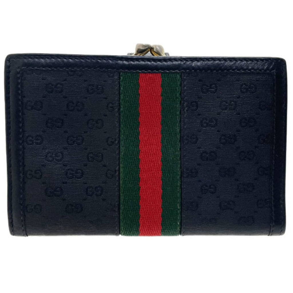 Gucci Black Green Red Color Pvc Leather Middle Wallet (Bi-Fold) (Pre-Owned)