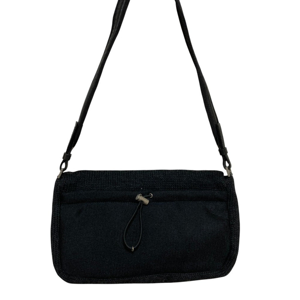 Prada Black Wool Leather Shoulder Bag (Pre-Owned)