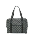 Gucci Black Gray Canvas Leather Handbag (Pre-Owned)