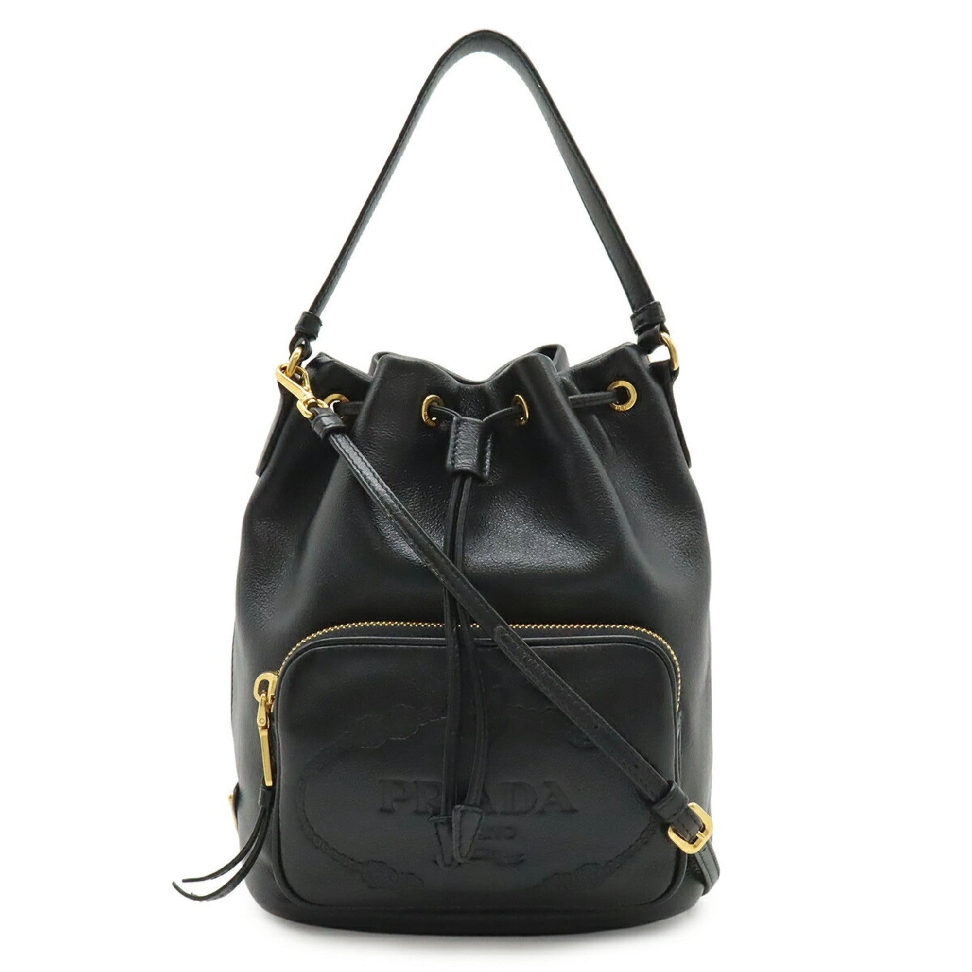 Prada Black Nero Leather Handbag Shoulder Bag (Pre-Owned)