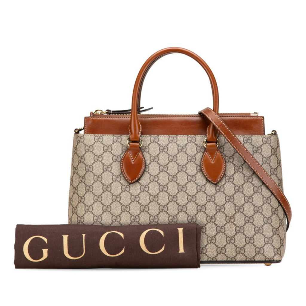 Gucci Beige Brown Pvc Leather Handbag Shoulder Bag (Pre-Owned)