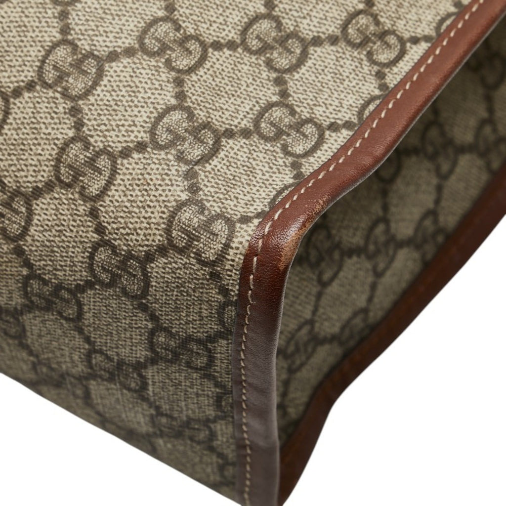 Gucci Sherry Line Beige Brown Pvc Leather Tote Bag (Pre-Owned)