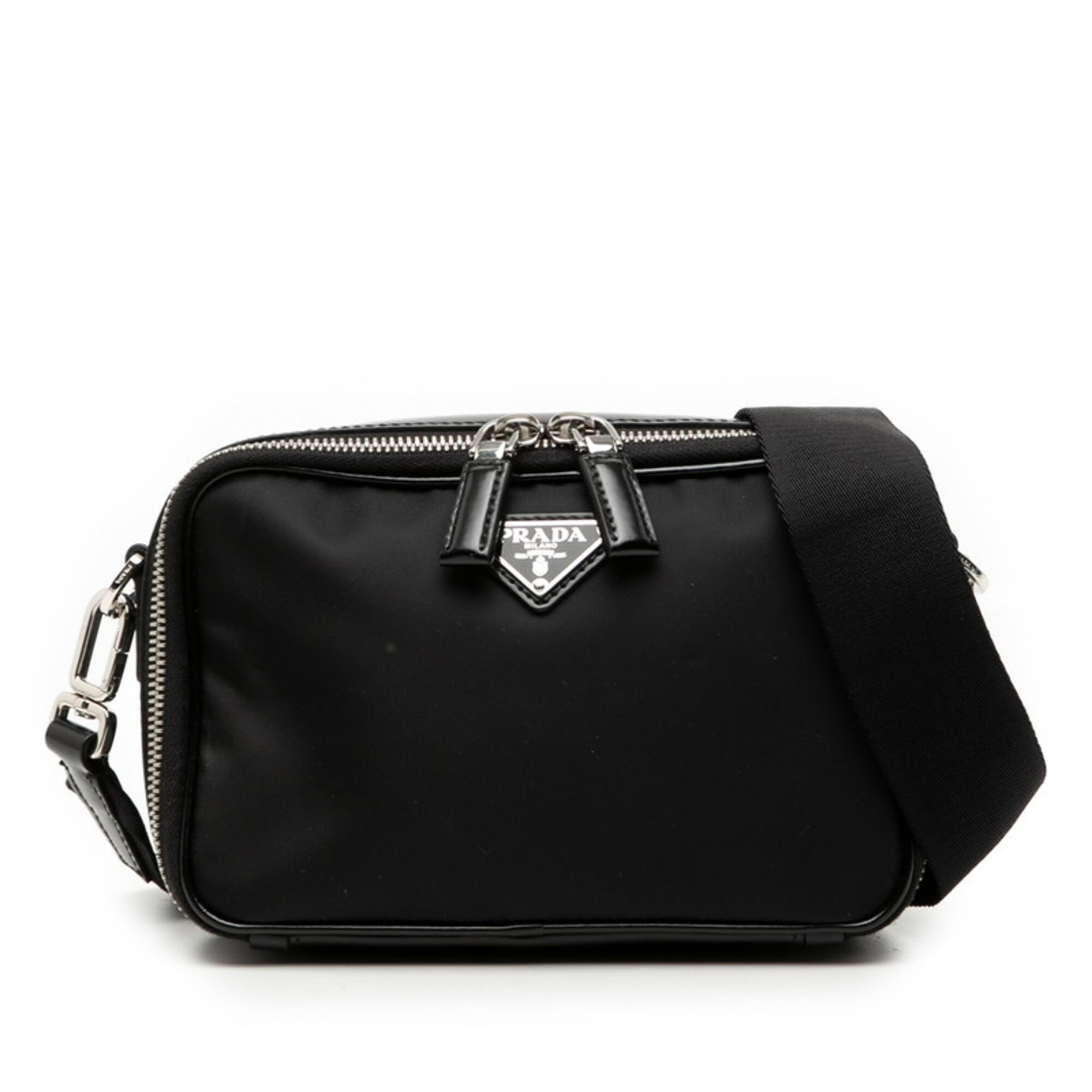 Prada Black Nylon Patent Leather Shoulder Bag (Pre-Owned)