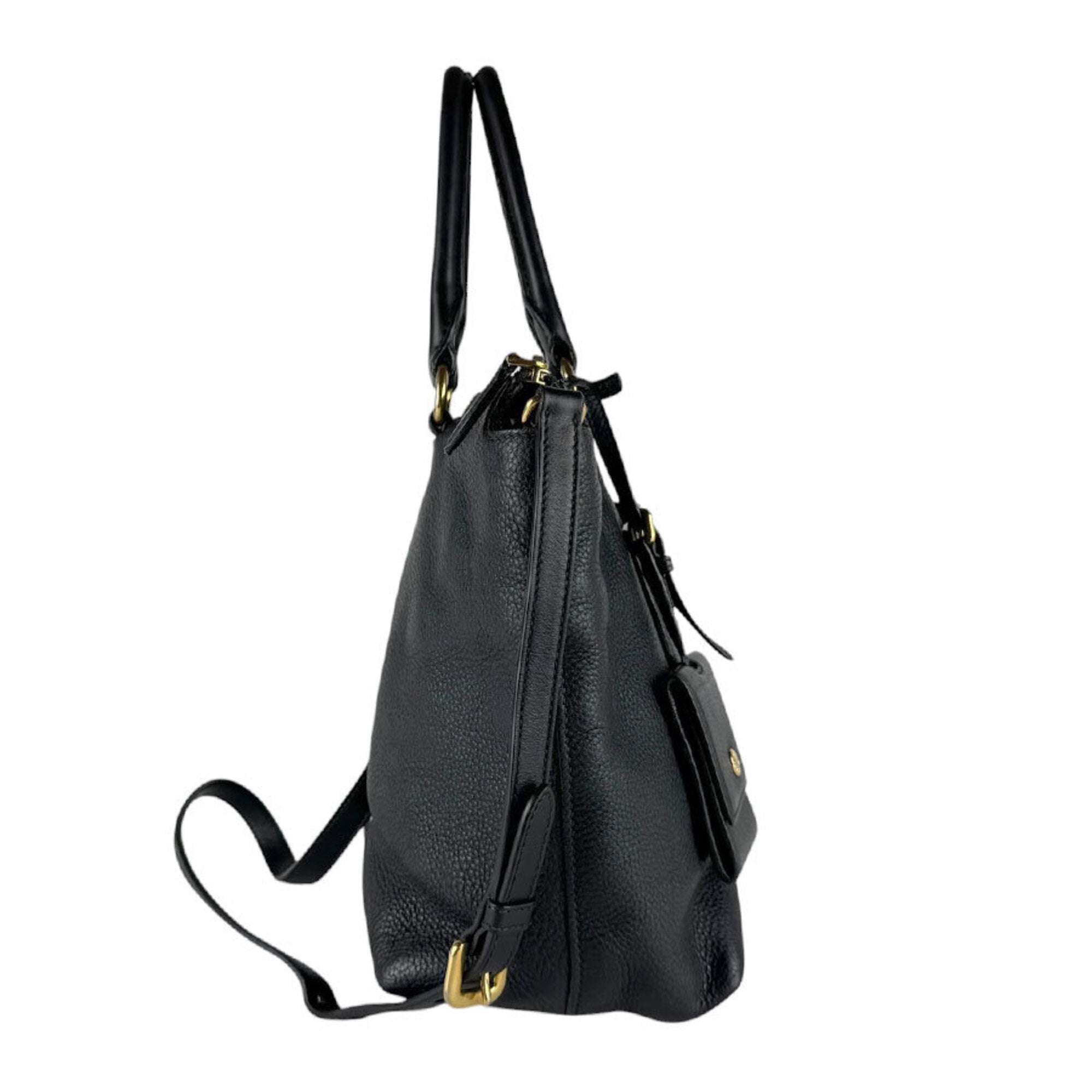 Prada Black Leather Handbag Shoulder Bag (Pre-Owned)