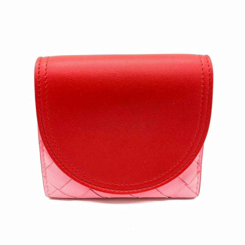 Bottega Veneta Pink Red Color Leather Wallet (Bi-Fold) (Pre-Owned)
