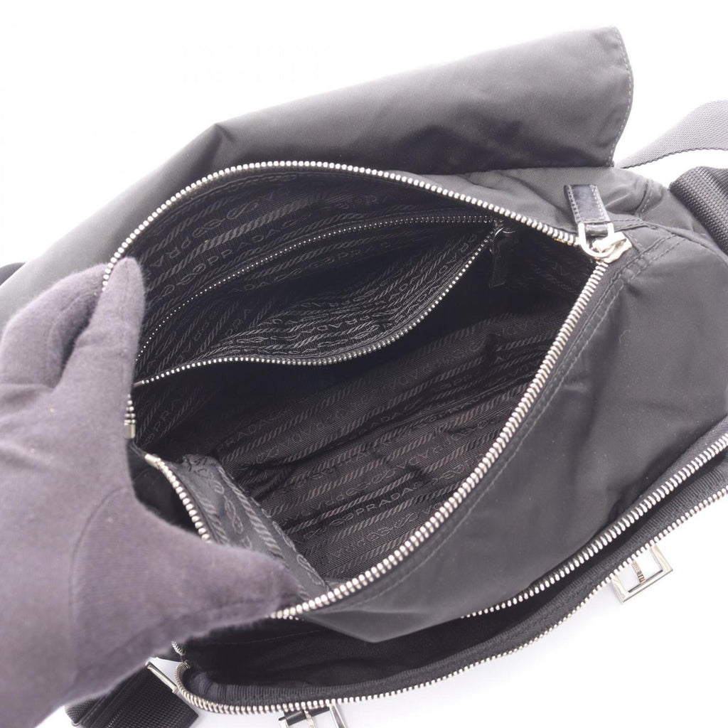 Prada Black Nylon Saffiano Triangle Handbag Shoulder Bag (Pre-Owned)