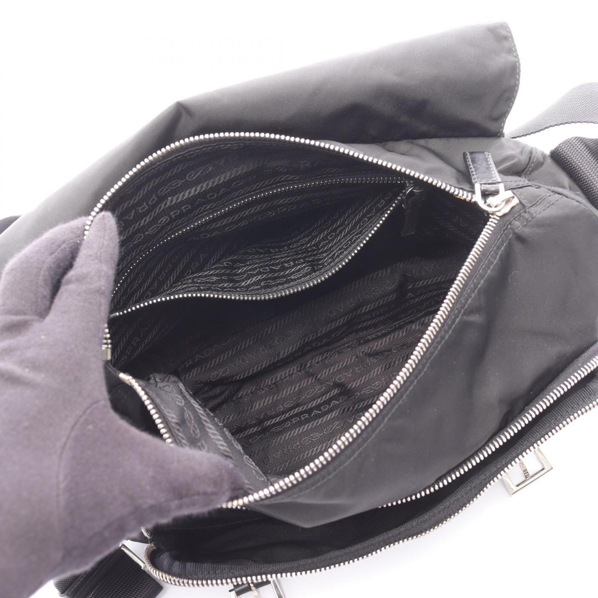 Prada Black Nylon Saffiano Triangle Handbag Shoulder Bag (Pre-Owned)