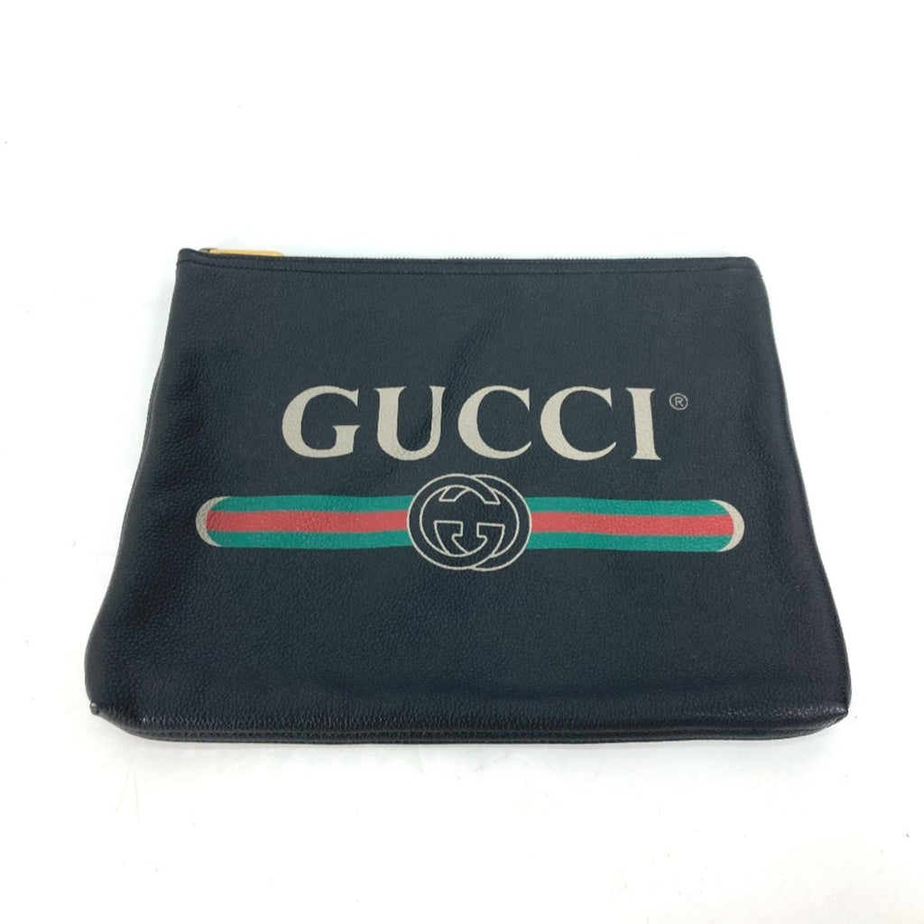 Gucci Black Leather Clutch Bag Pouch (Pre-Owned)