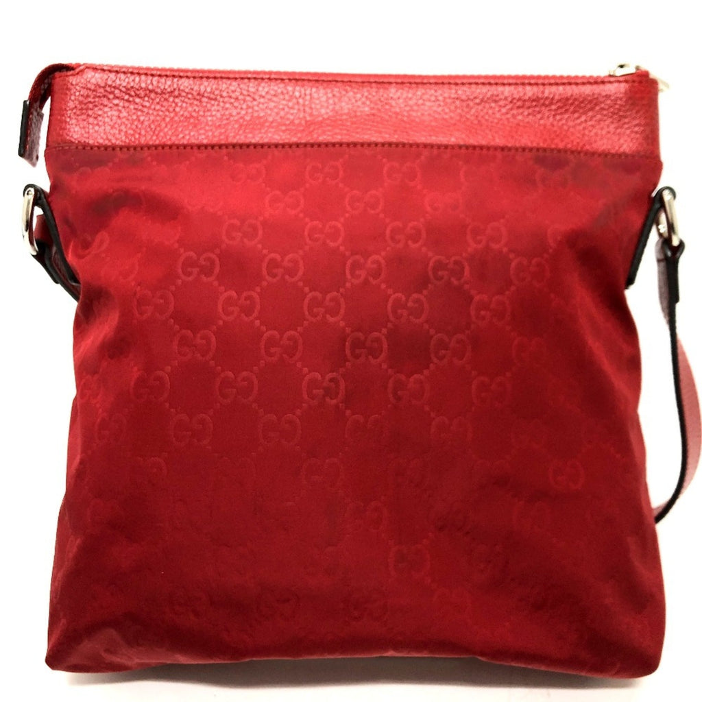 Gucci Red Color Nylon Leather Shoulder Bag (Pre-Owned)