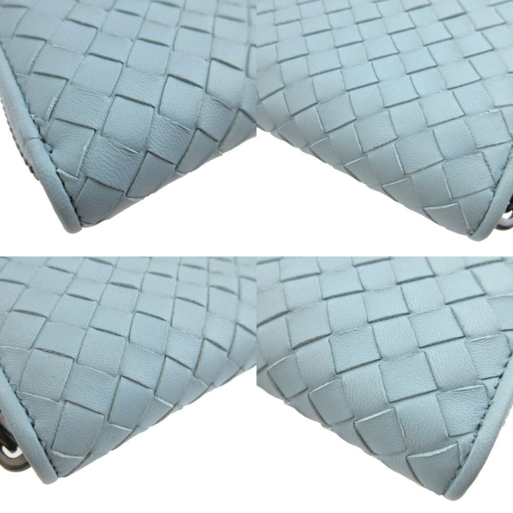 Bottega Veneta Light Blue Leather Long Wallet (Bi-Fold) (Pre-Owned)