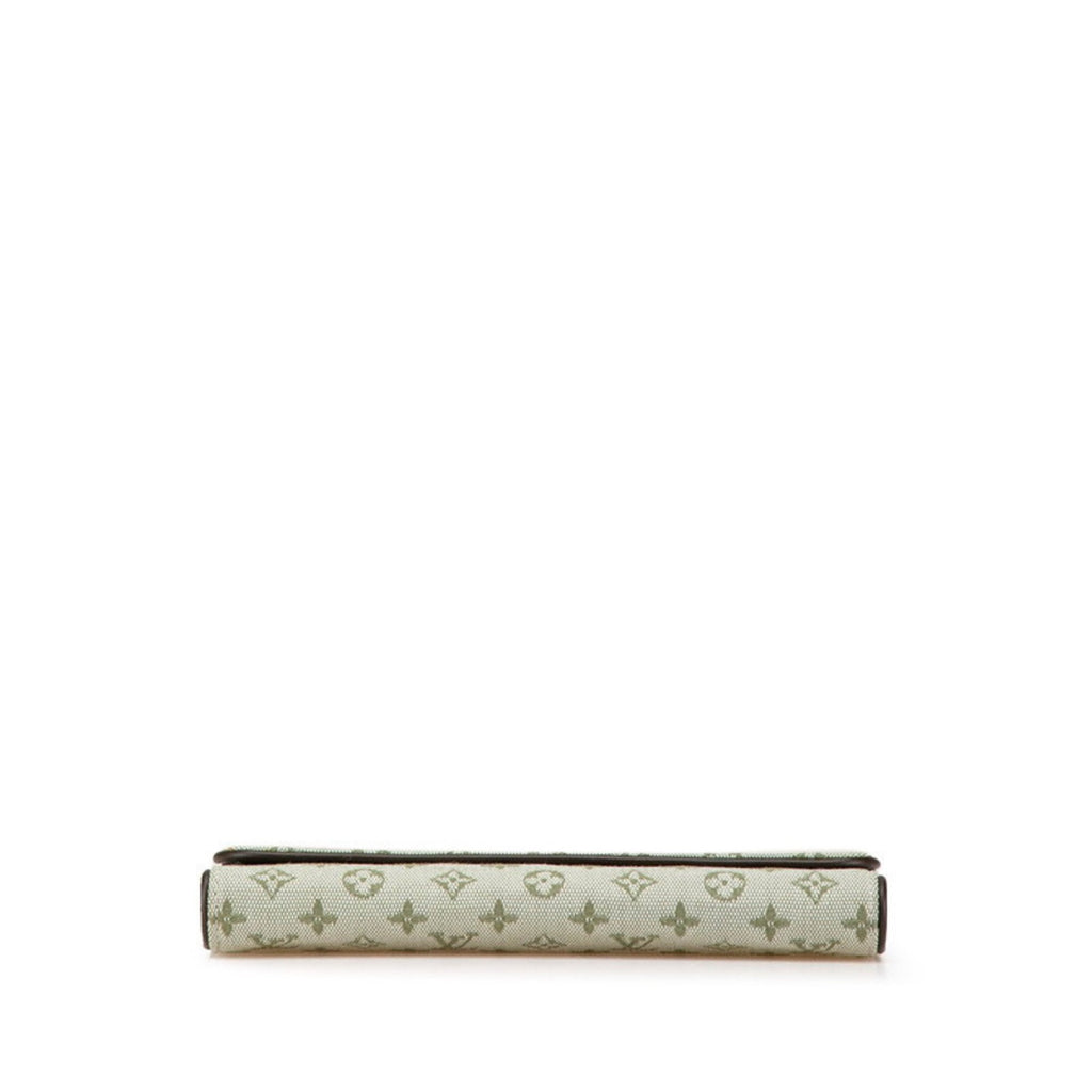 Louis Vuitton Brown Green Canvas Leather Long Wallet (Bi-Fold) (Pre-Owned)