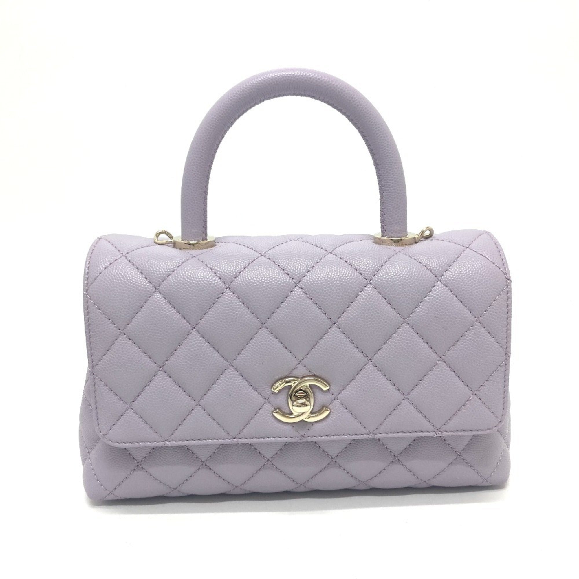 Chanel Purple Grained Calfskin Handbag Shoulder Bag (Pre-Owned)