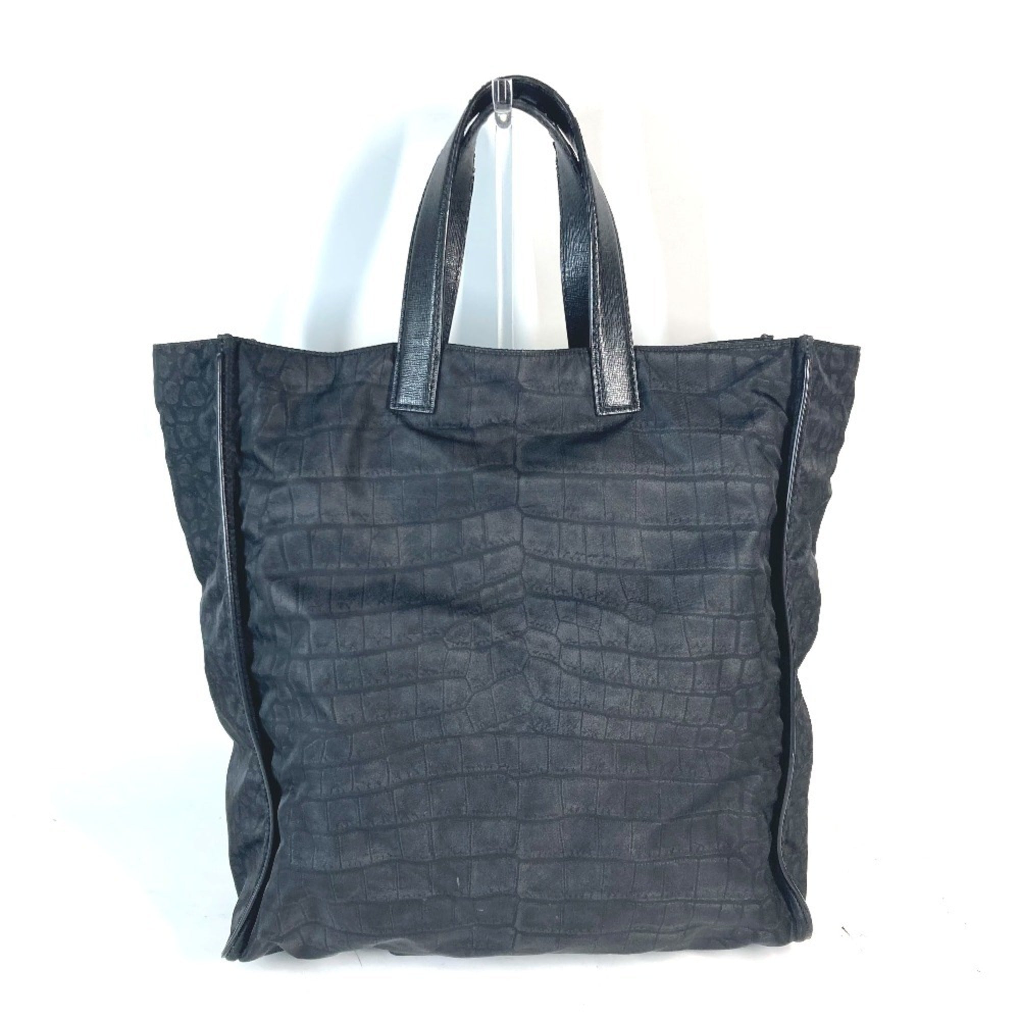 Fendi Black Nylon Leather Shoulder Bag Tote Bag (Pre-Owned)