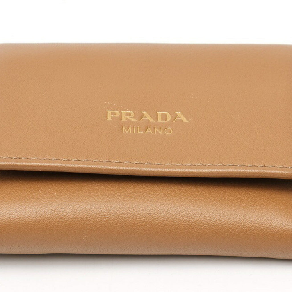 Prada Brown Leather Wallet (Tri-Fold) (Pre-Owned)