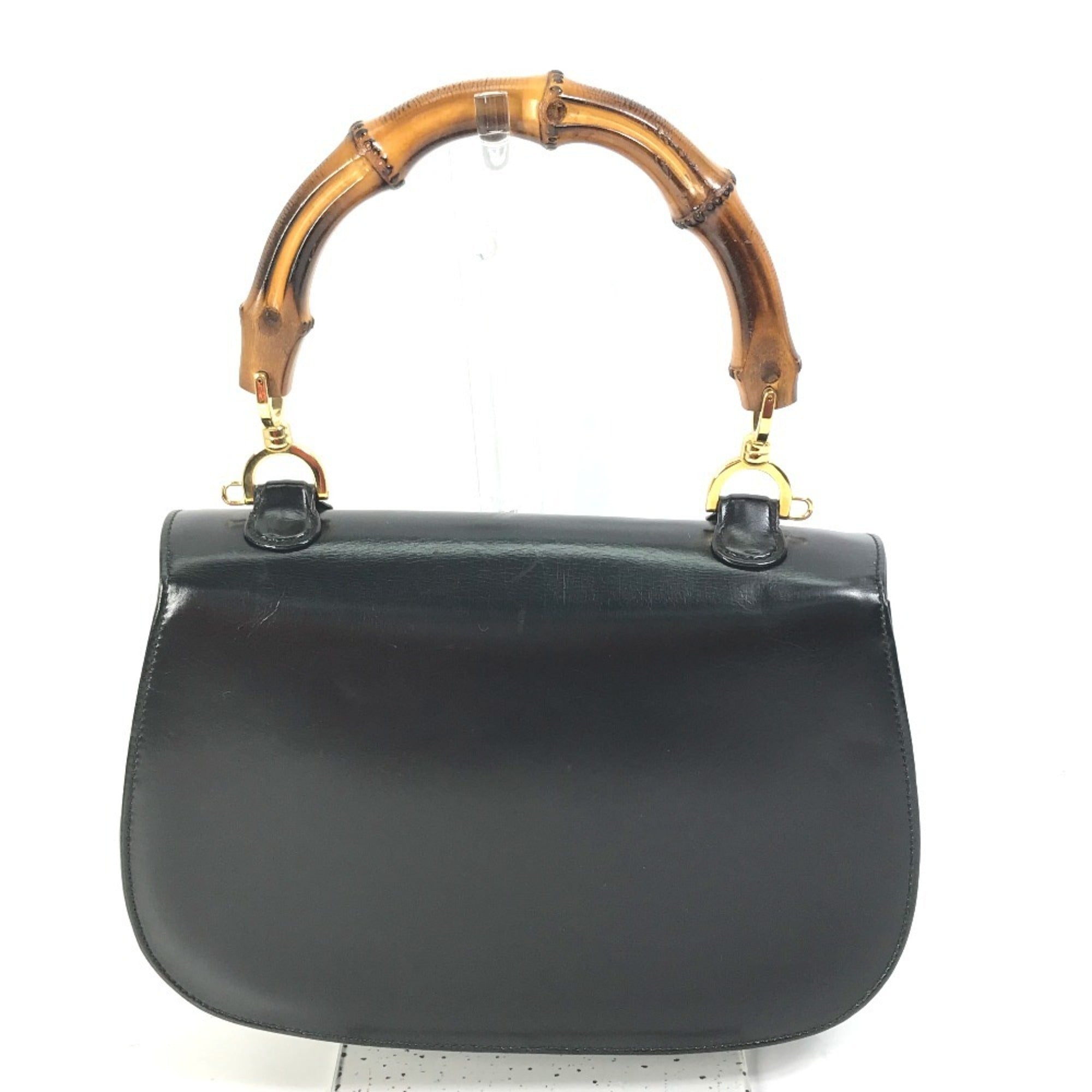 Gucci Black Leather Bamboo Handbag (Pre-Owned)