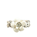 Chanel Silver White Metal Band Ring (Pre-Owned)