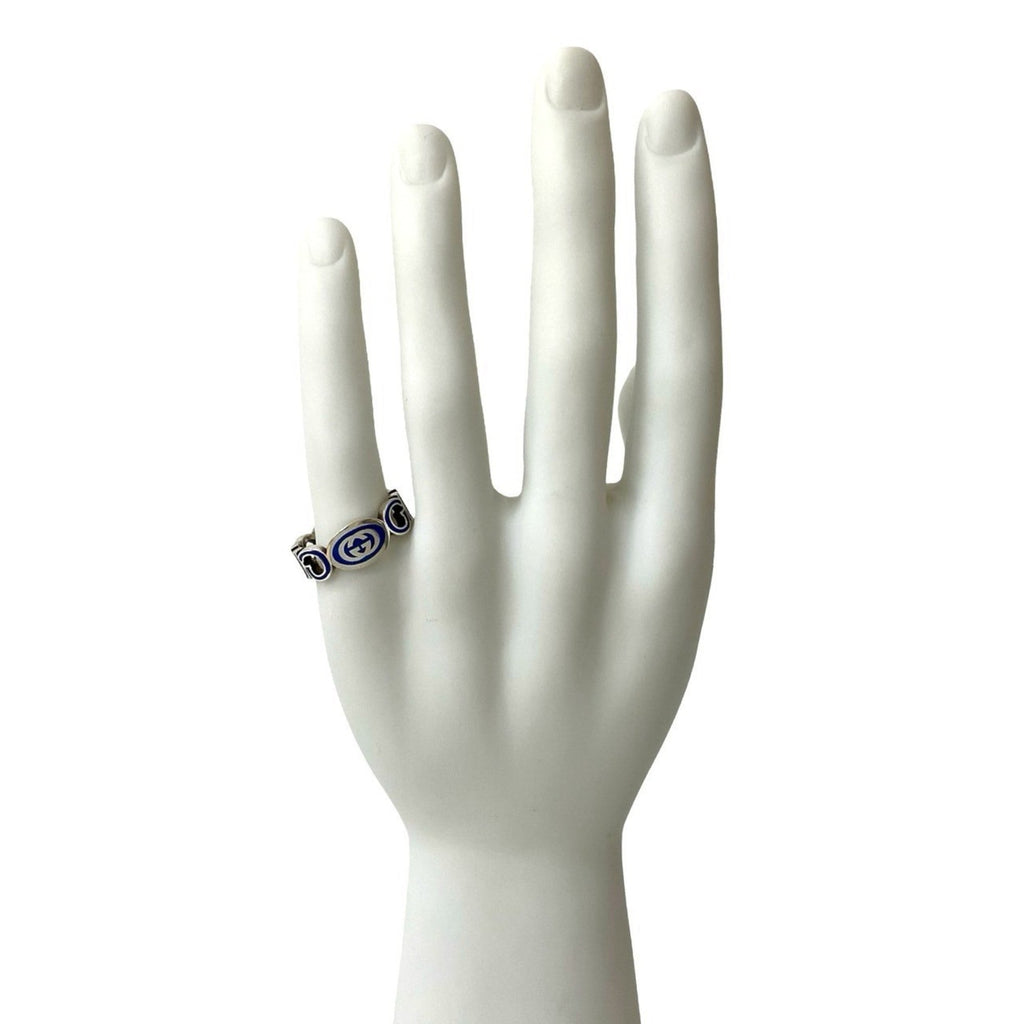 Gucci Silver Blue Silver 925 Band Ring (Pre-Owned)