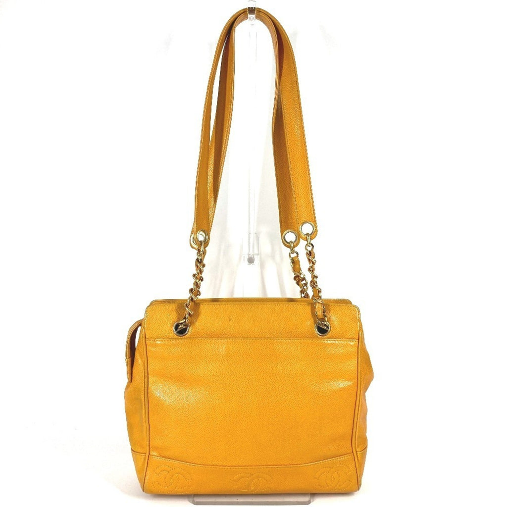 Chanel Yellow Grained Calfskin Shoulder Bag Tote Bag (Pre-Owned)