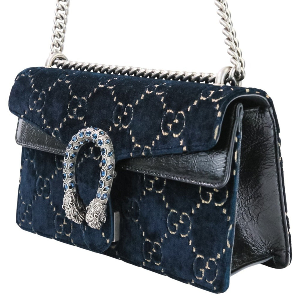 Gucci Navy Velvet Shoulder Bag (Pre-Owned)