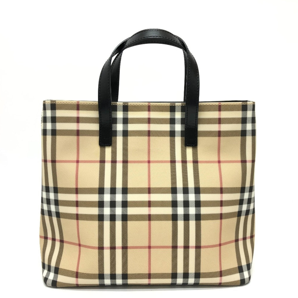 Burberry Beige Black Red Color Pvc Leather Handbag Tote Bag (Pre-Owned)