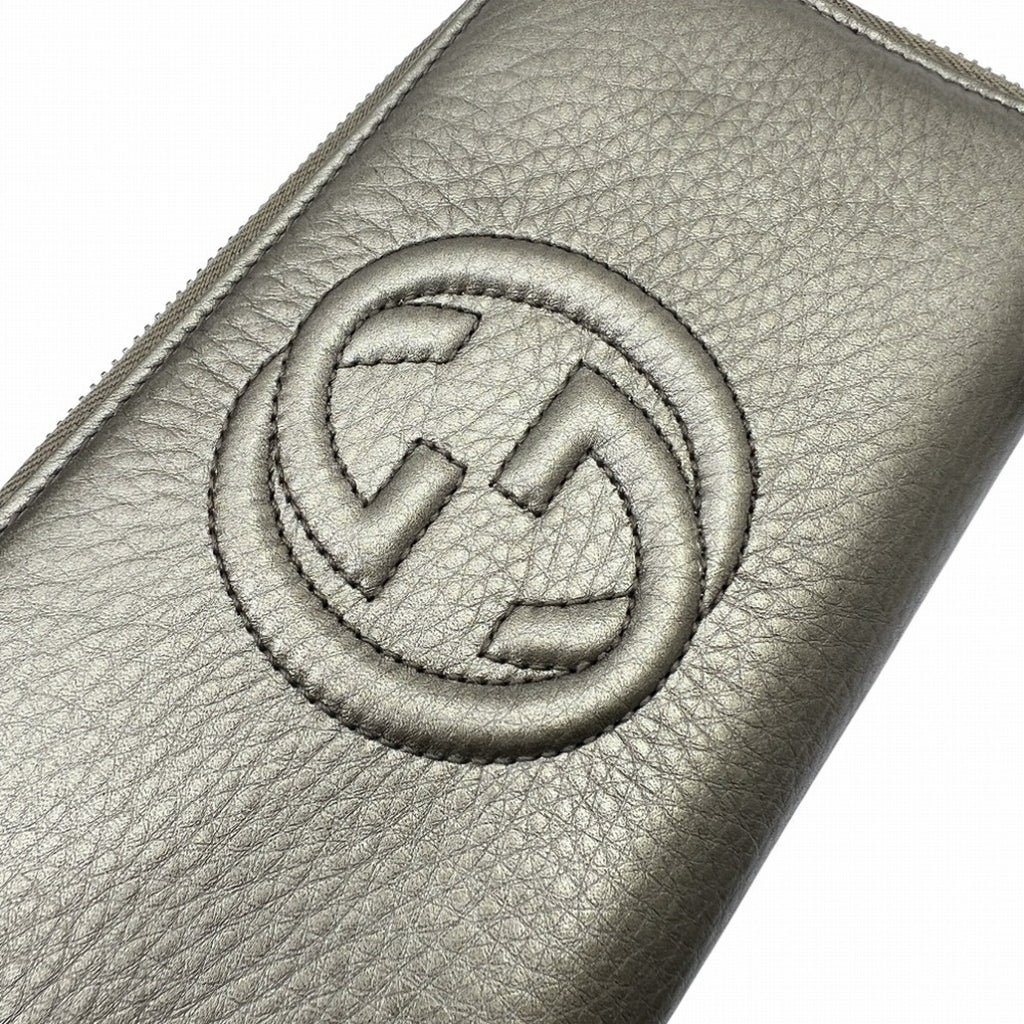 Gucci Metallic Gold Leather Long Wallet (Bi-Fold) (Pre-Owned)
