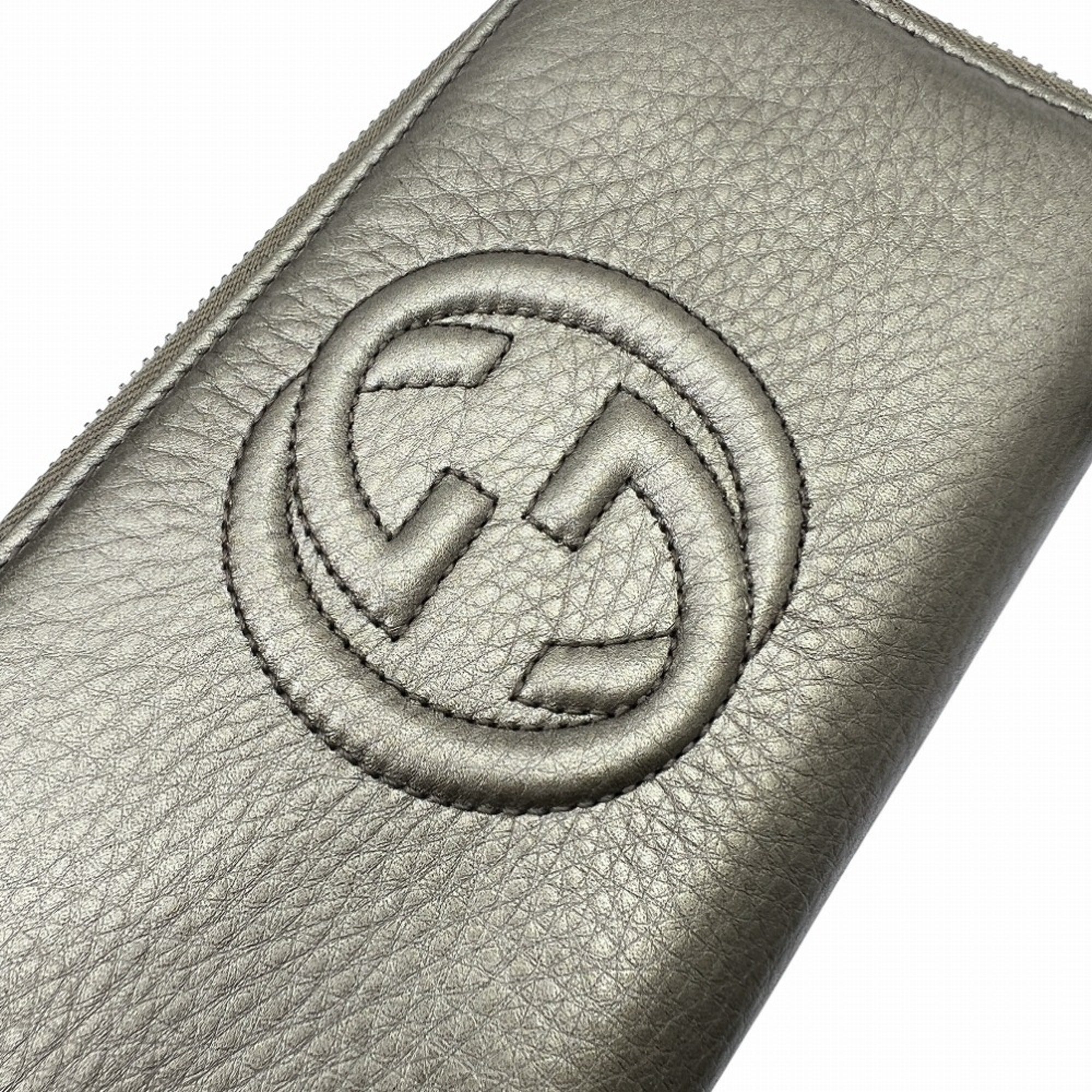 Gucci Metallic Gold Leather Long Wallet (Bi-Fold) (Pre-Owned)