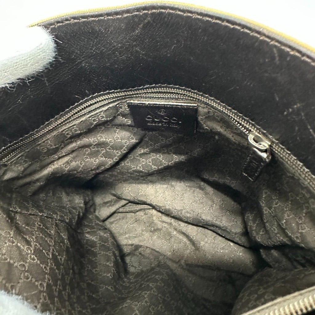 Gucci Beige Leather Canvas Shoulder Bag (Pre-Owned)