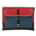 Bottega Veneta Black Blue Red Color Leather Nylon Clutch Bag (Pre-Owned)