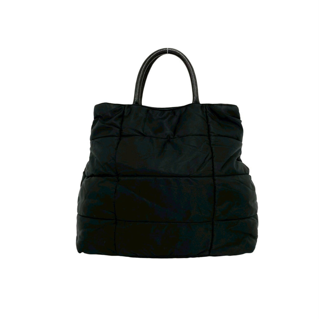 Prada Black Nylon Leather Handbag Shoulder Bag Tote Bag (Pre-Owned)
