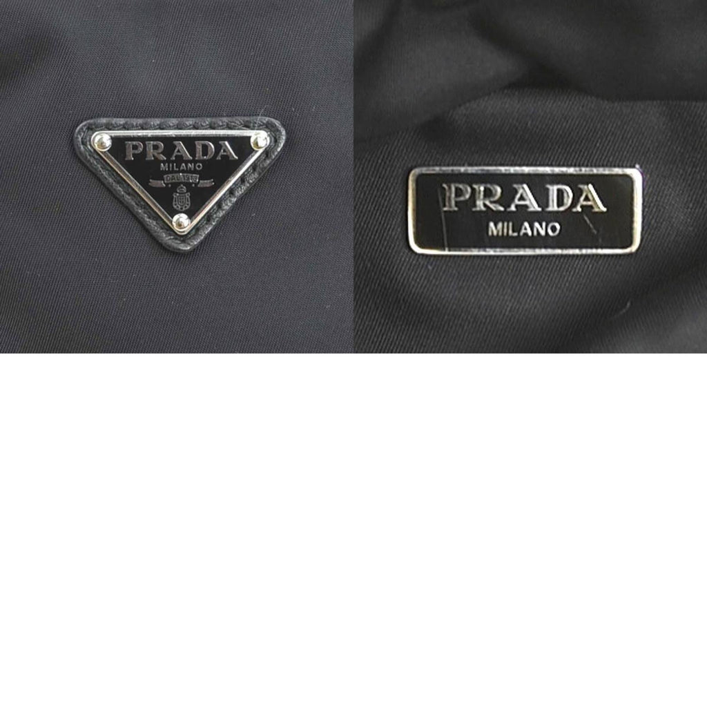 Prada Black Nylon Leather Handbag Shoulder Bag (Pre-Owned)