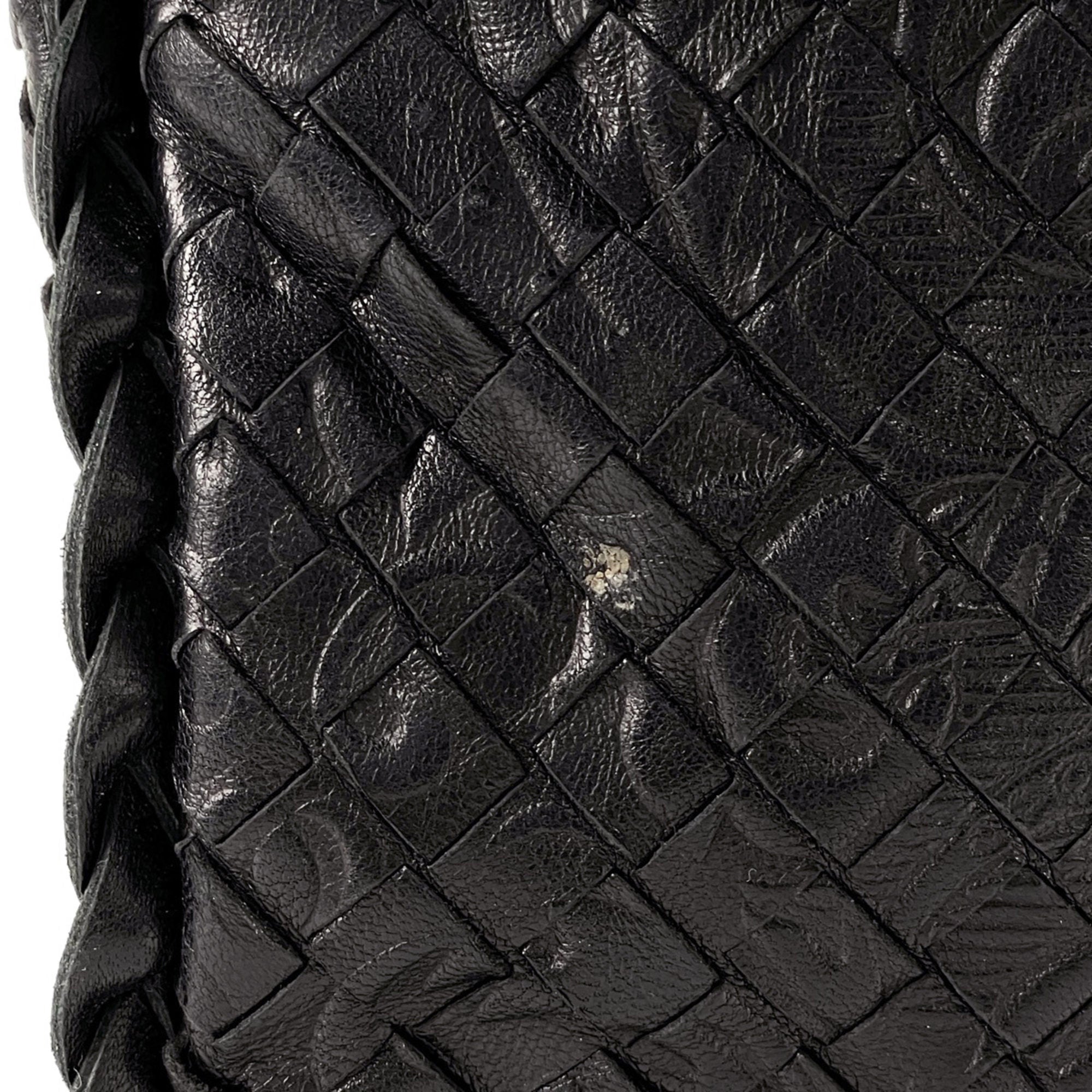 Bottega Veneta Black Leather Handbag Shoulder Bag (Pre-Owned)