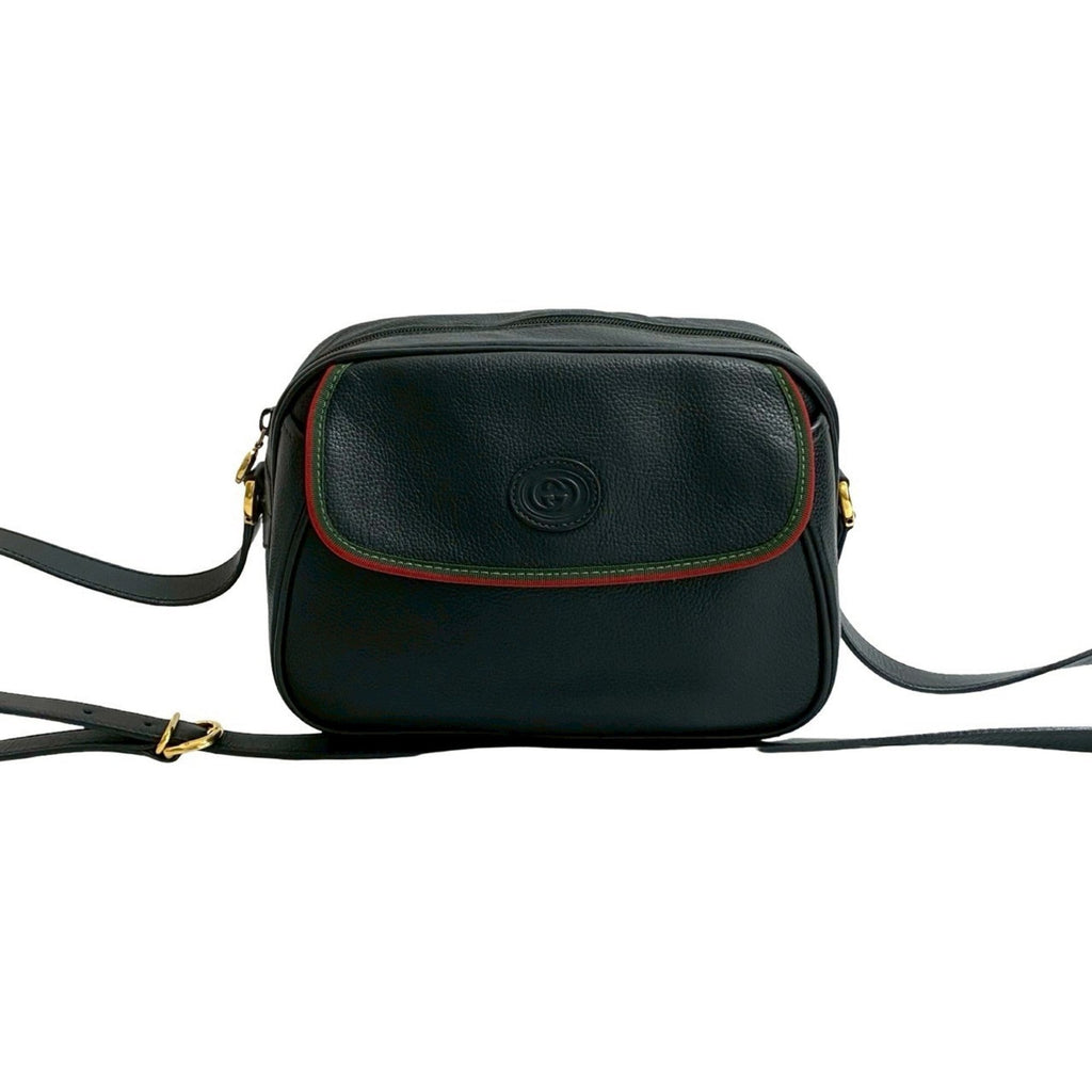 Gucci Black Green Red Color Leather Pochette Shoulder Bag (Pre-Owned)