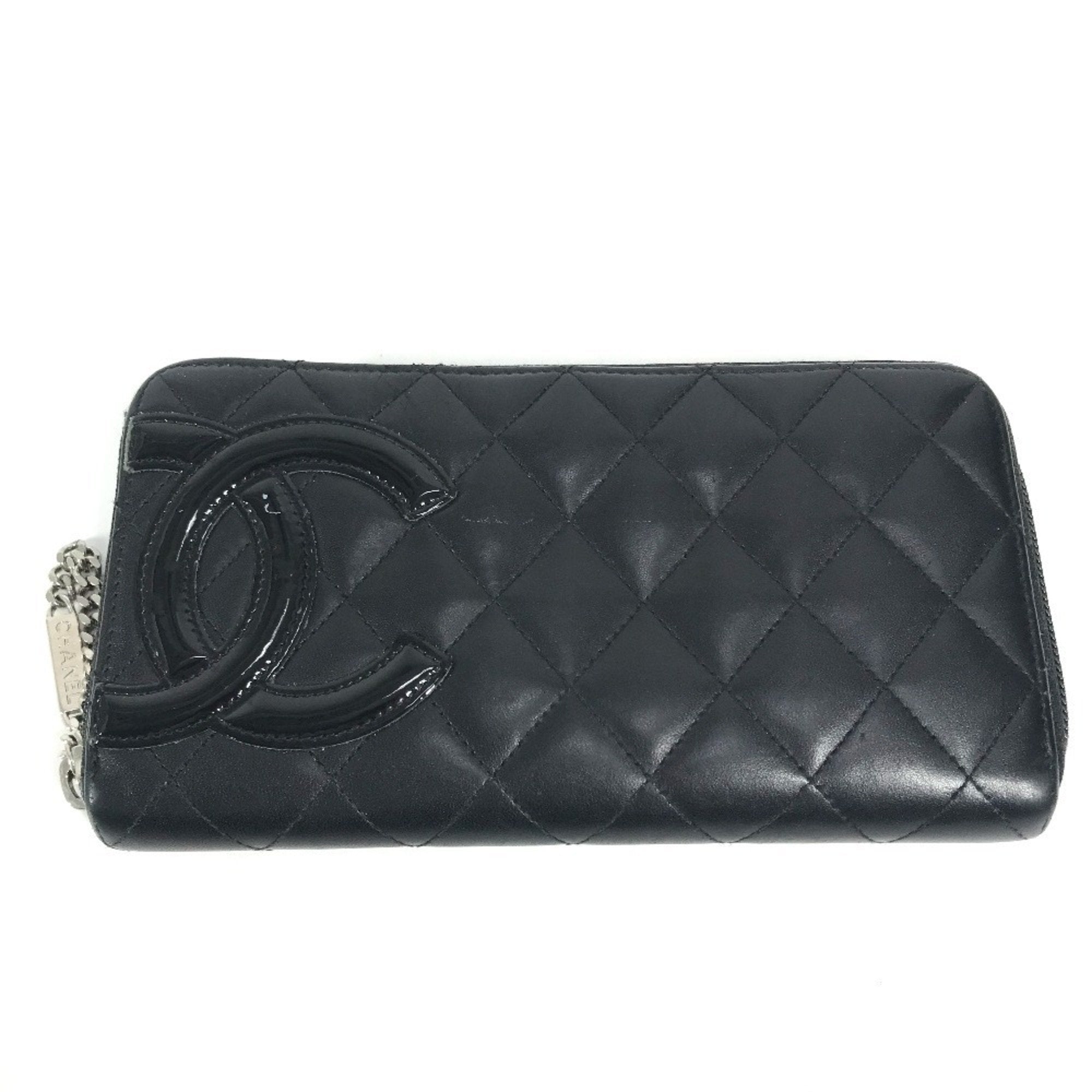 Chanel Cambon Black Leather Long Wallet (Bi-Fold) (Pre-Owned)