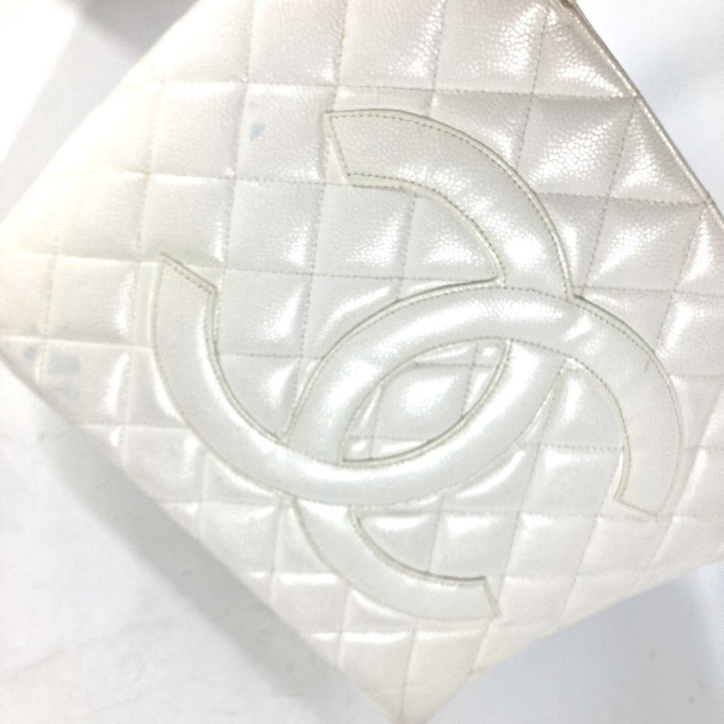 Chanel White Caviar Leather Shoulder Bag Tote Bag (Pre-Owned)